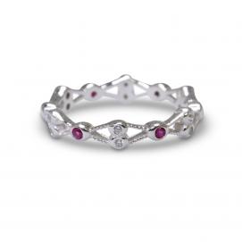 925 Silver Created Colour Stone Ring