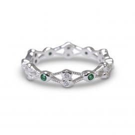 925 Silver Created Colour Stone Ring