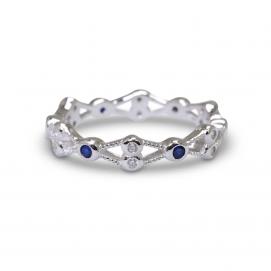925 Silver Created Colour Stone Ring