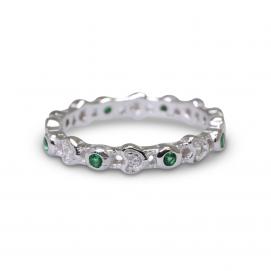 925 Silver Created Colour Stone Ring