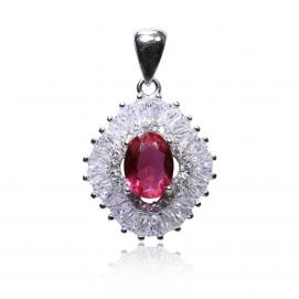 925 Silver Created Ruby Pendant