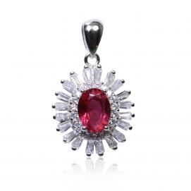 925 Silver Created Ruby Pendant