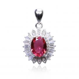 925 Silver Created Ruby Pendant
