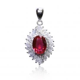 925 Silver Created Ruby Pendant