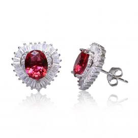 925 Silver Created Ruby Earring