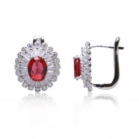 925 Silver Created Ruby Earring