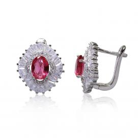 925 Silver Created Ruby Earring