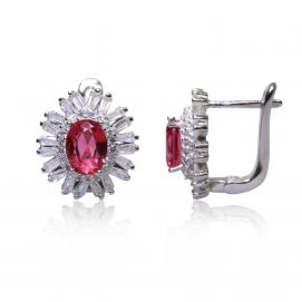 925 Silver Created Ruby Earring