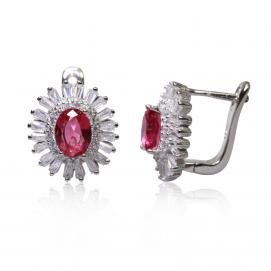 925 Silver Created Ruby Earring