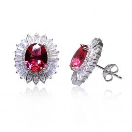 925 Silver Created Ruby Earring