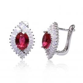 925 Silver Created Ruby Earring