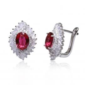 925 Silver Created Ruby Earring