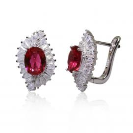 925 Silver Created Ruby Earring