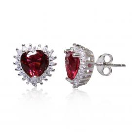 925 Silver Created Ruby Earring