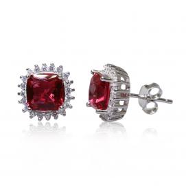 925 Silver Created Ruby Earring