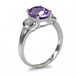 925 Silver Created Colored Stone Ring