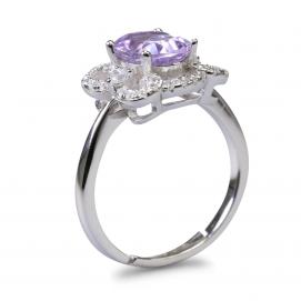 925 Silver Created Colored Stone Ring
