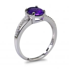 925 Silver Created Colored Stone Ring