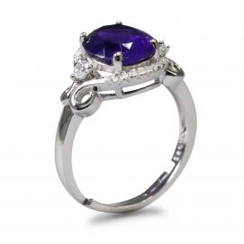 925 Silver Created Colored Stone Ring