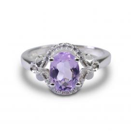 925 Silver Created Colored Stone Ring