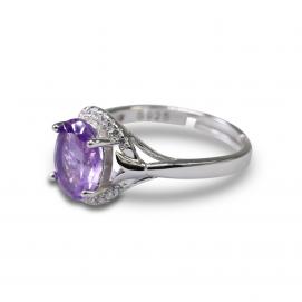 925 Silver Created Colored Stone Ring