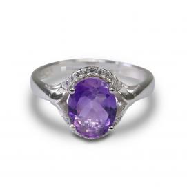 925 Silver Created Colored Stone Ring