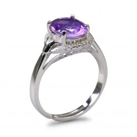 925 Silver Created Colored Stone Ring