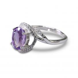 925 Silver Created Colored Stone Ring