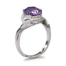 925 Silver Created Colored Stone Ring