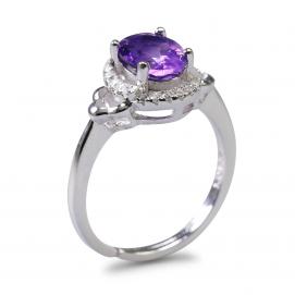925 Silver Created Colored Stone Ring