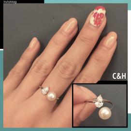 925 silver CZ fresh water pearl ring