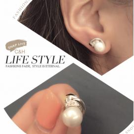 925 silver CZ fresh water pearl earring