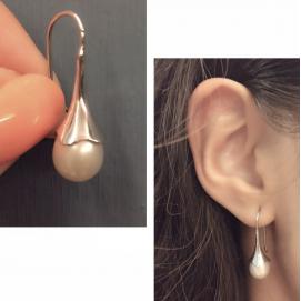 925 silver CZ fresh water pearl earring