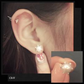 925 silver CZ fresh water pearl earring
