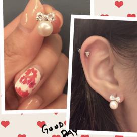 925 silver CZ fresh water pearl earring