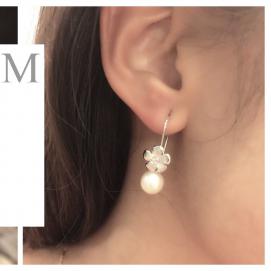 925 silver CZ fresh water pearl earring