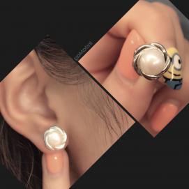 925 silver CZ fresh water pearl earring