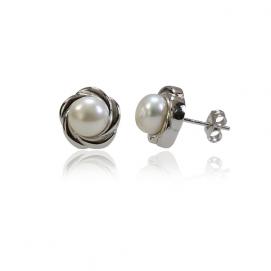 925 silver CZ fresh water pearl earring